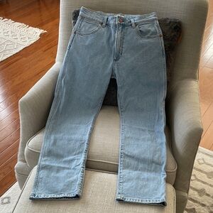 Wrangler Sunset Mid Rise Straight Jeans - Light Blue